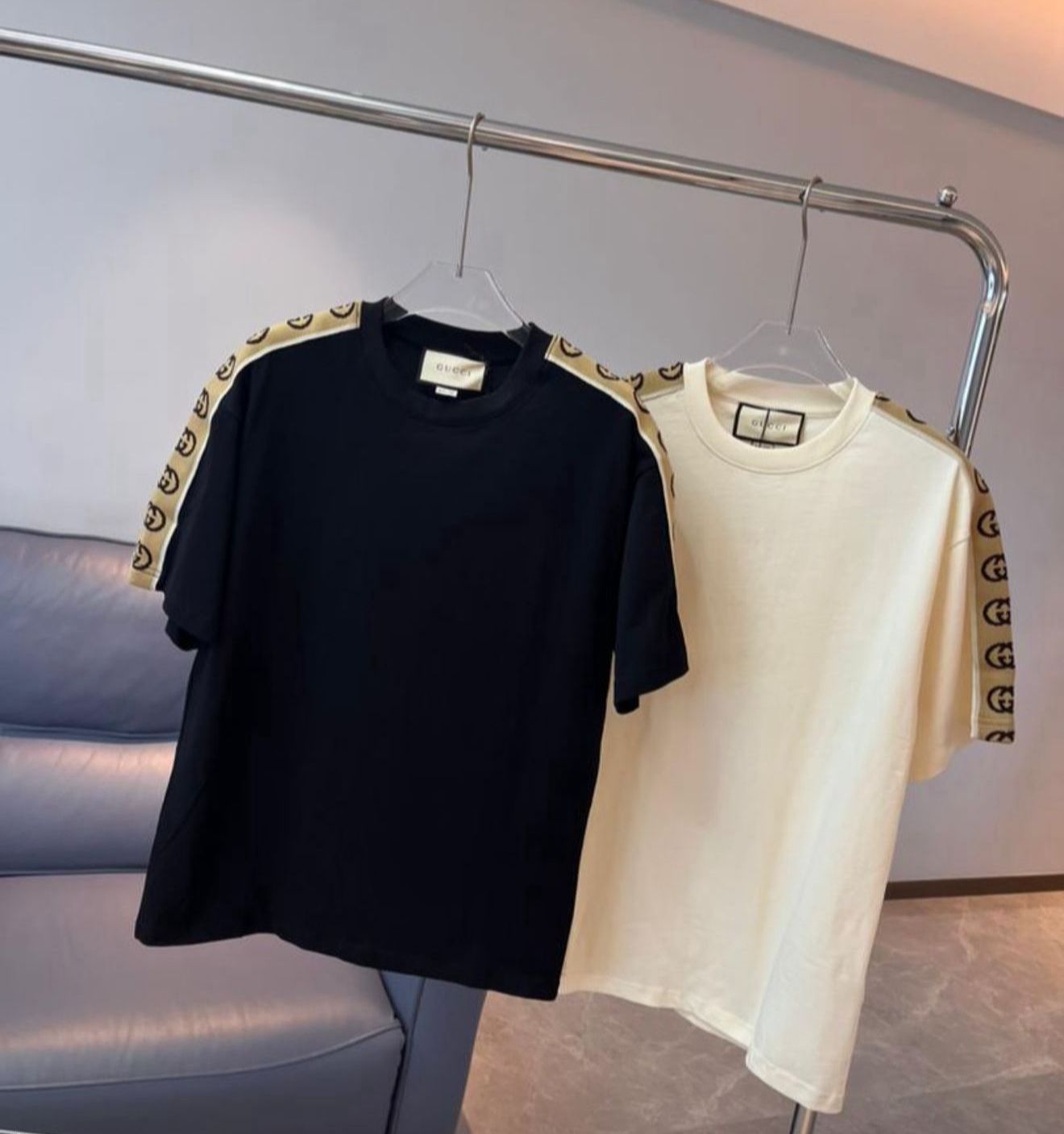 GUCCI T-SHIRT CLASSIC RICAMO SPALLA - BLACK/WHITE