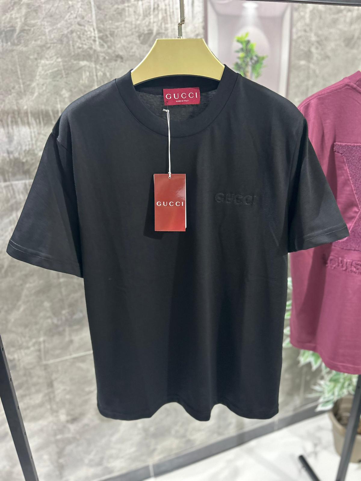 GUCCI T-SHIRT JERSEY COTONE RICAMO IN TONO