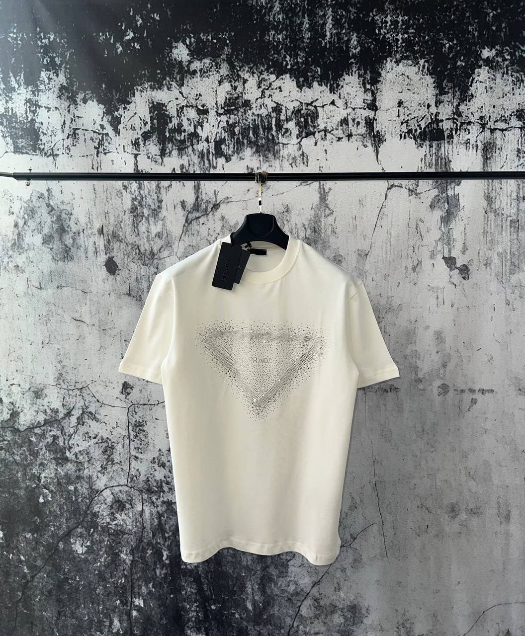 PRADA LOGO SWAROVSKI T-SHIRT