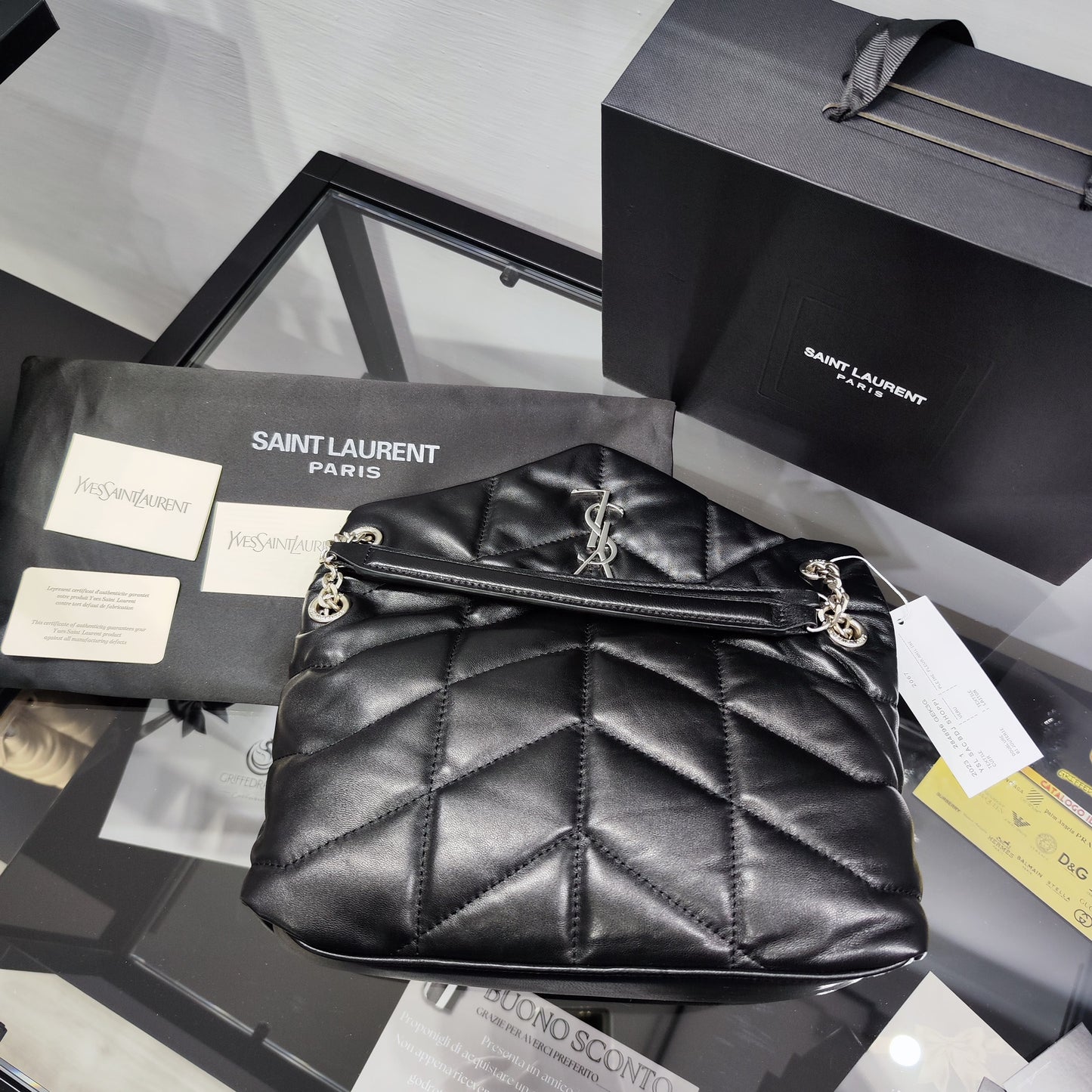 YSL Puffer LouLou 29cm Pelle Nera