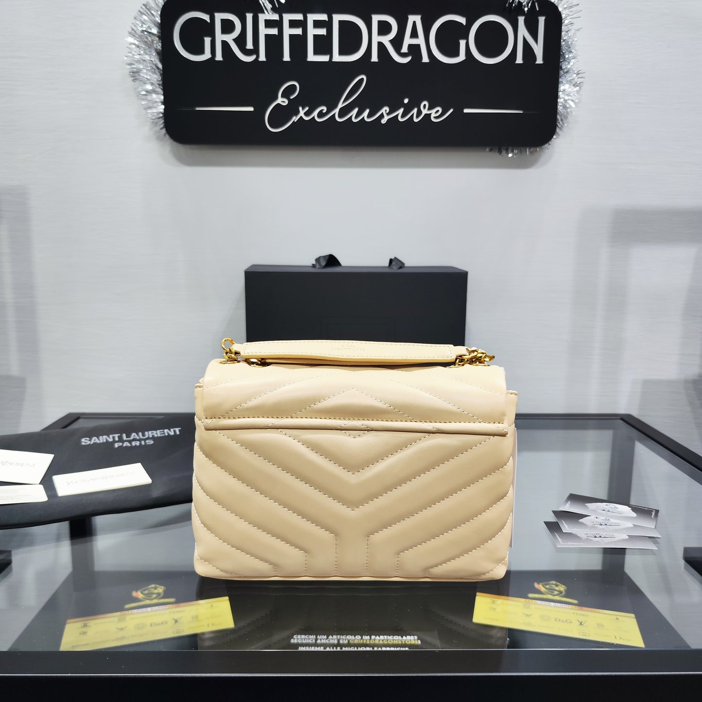 YSL LouLou Small 25cm Pelle Beige