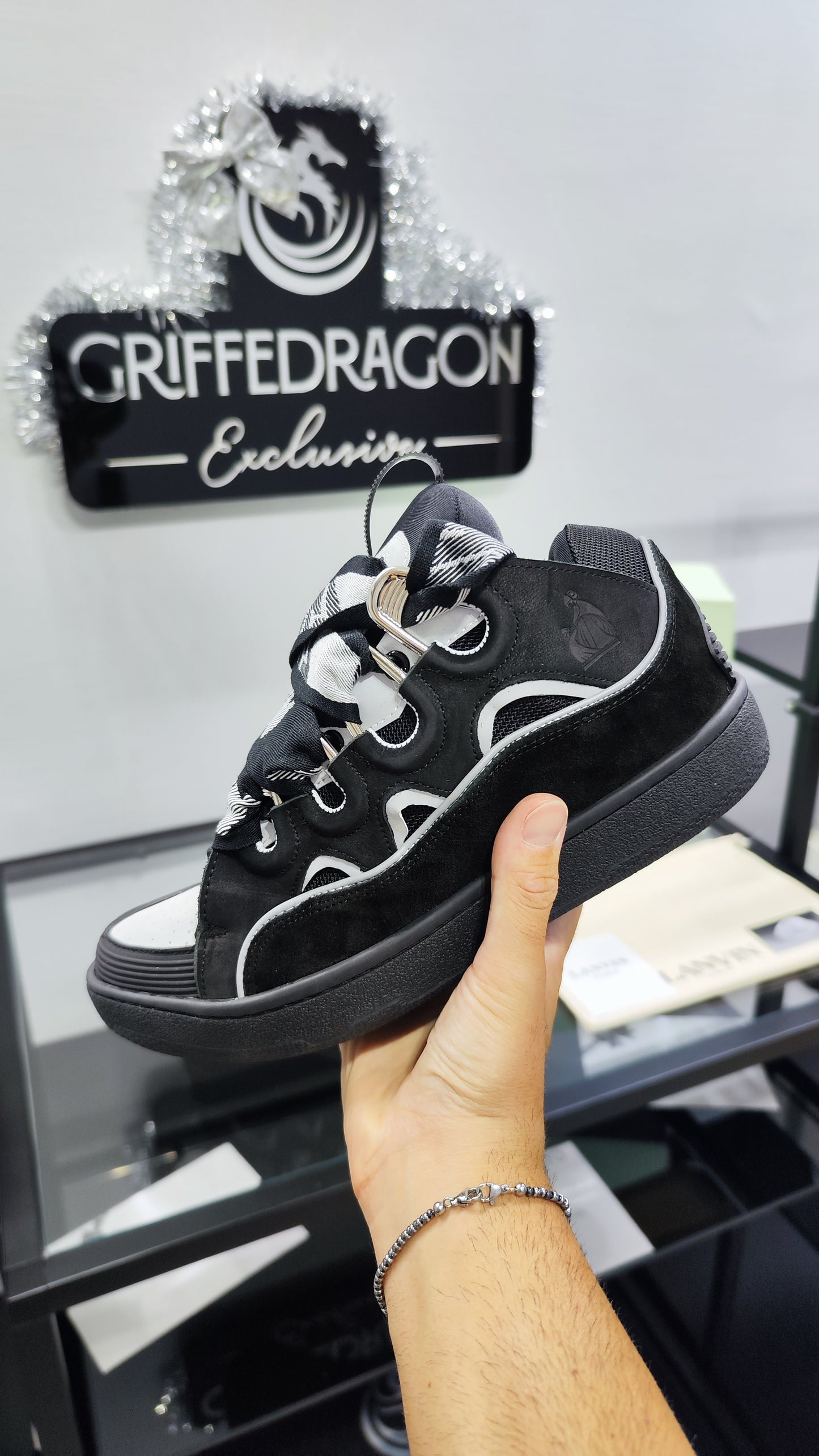 LANVIN CURB SNEAKER BLACK GREY