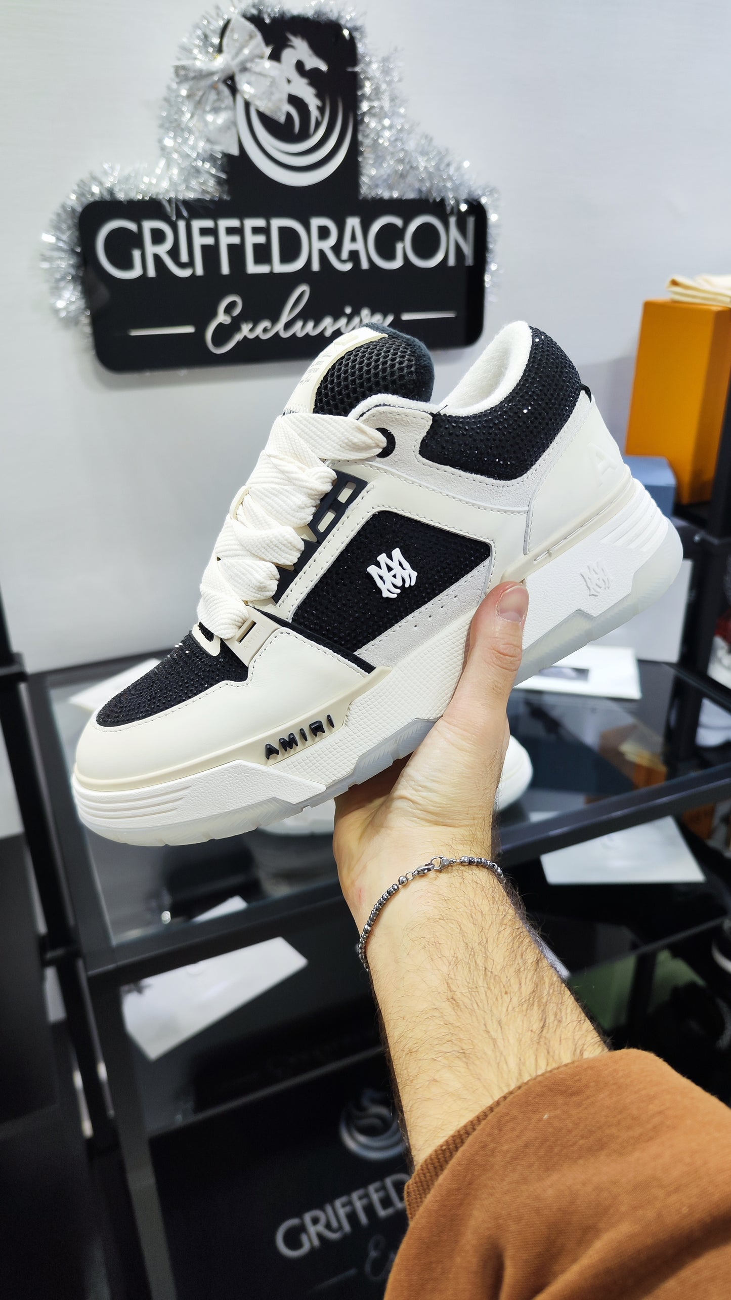 AMIRI MA-1 White/Black SWAROVSKI