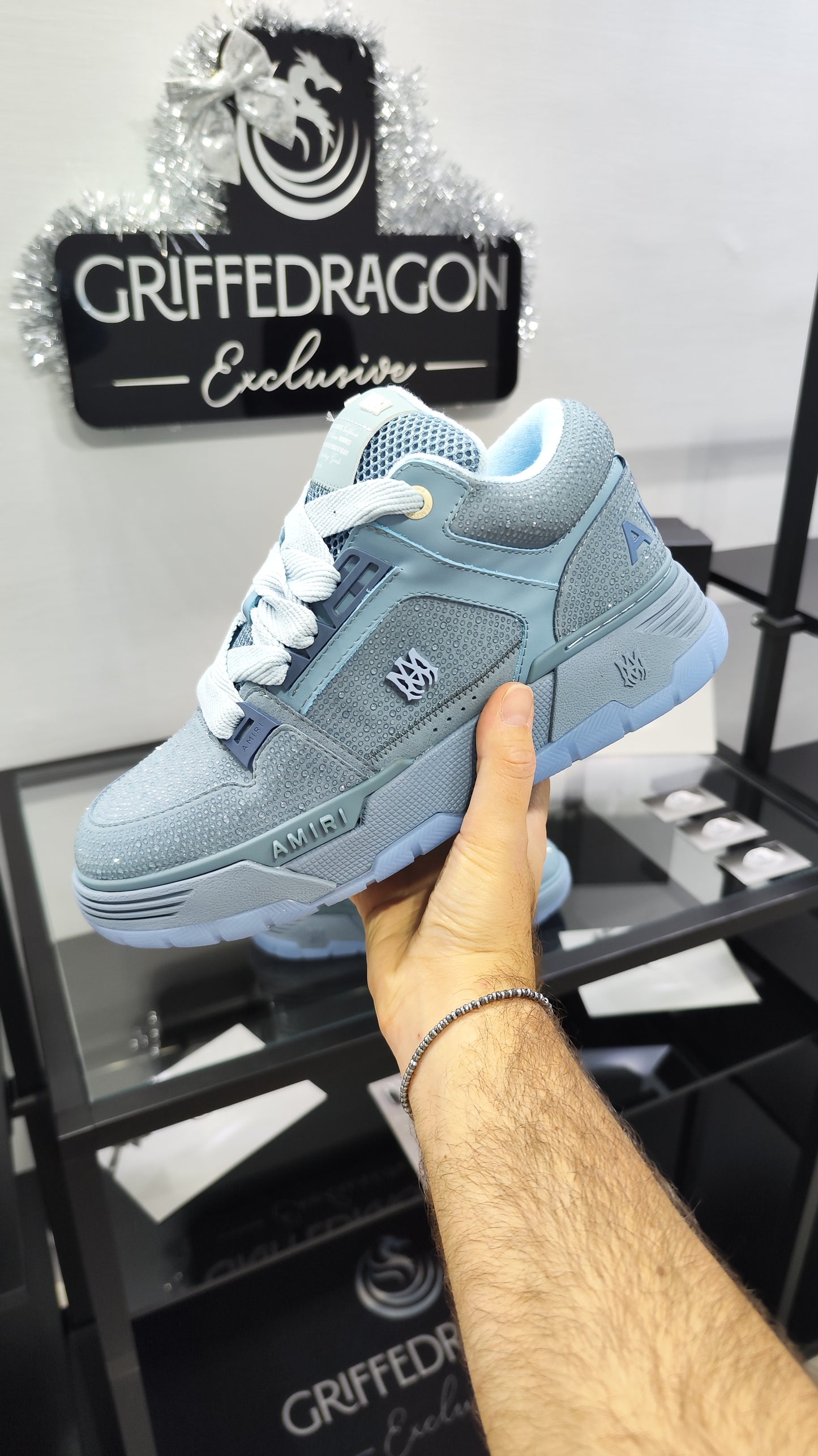 AMIRI MA-1 AZZURRO SWAROVSKI