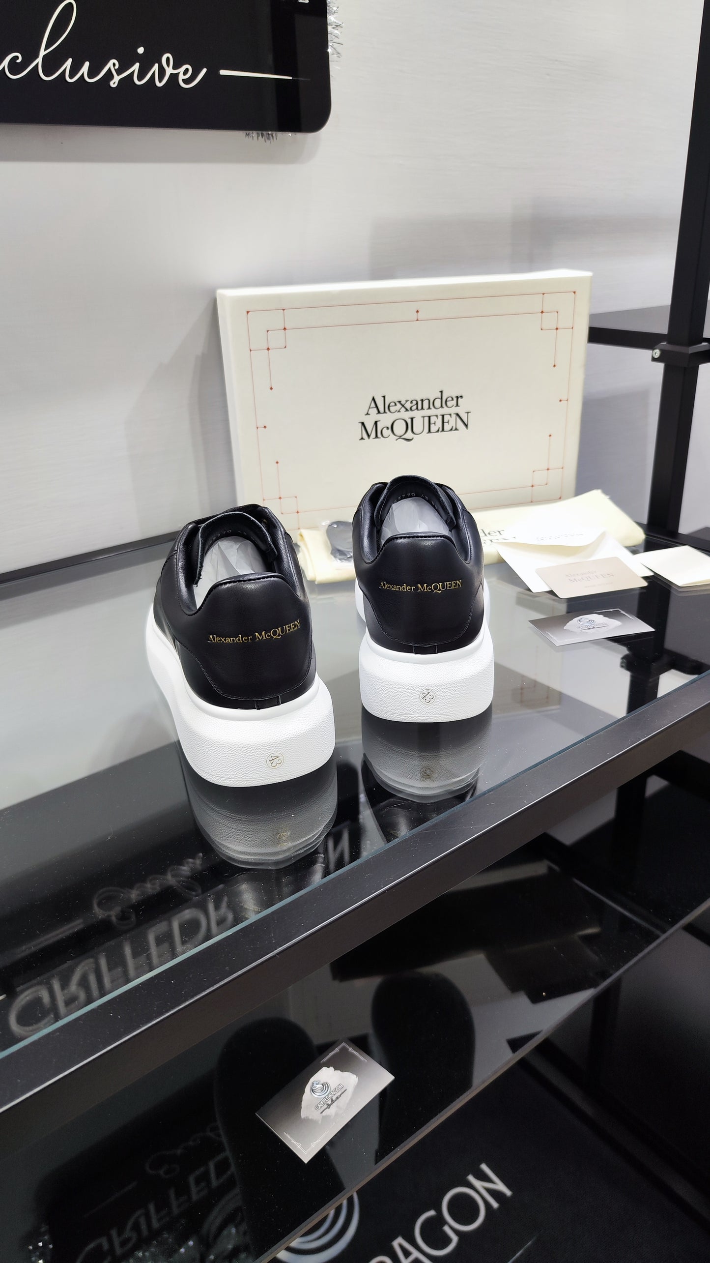 ALEXANDER MCQUEEN SNEAKER TOTAL BLACK SUOLA WHITE (PELLE)