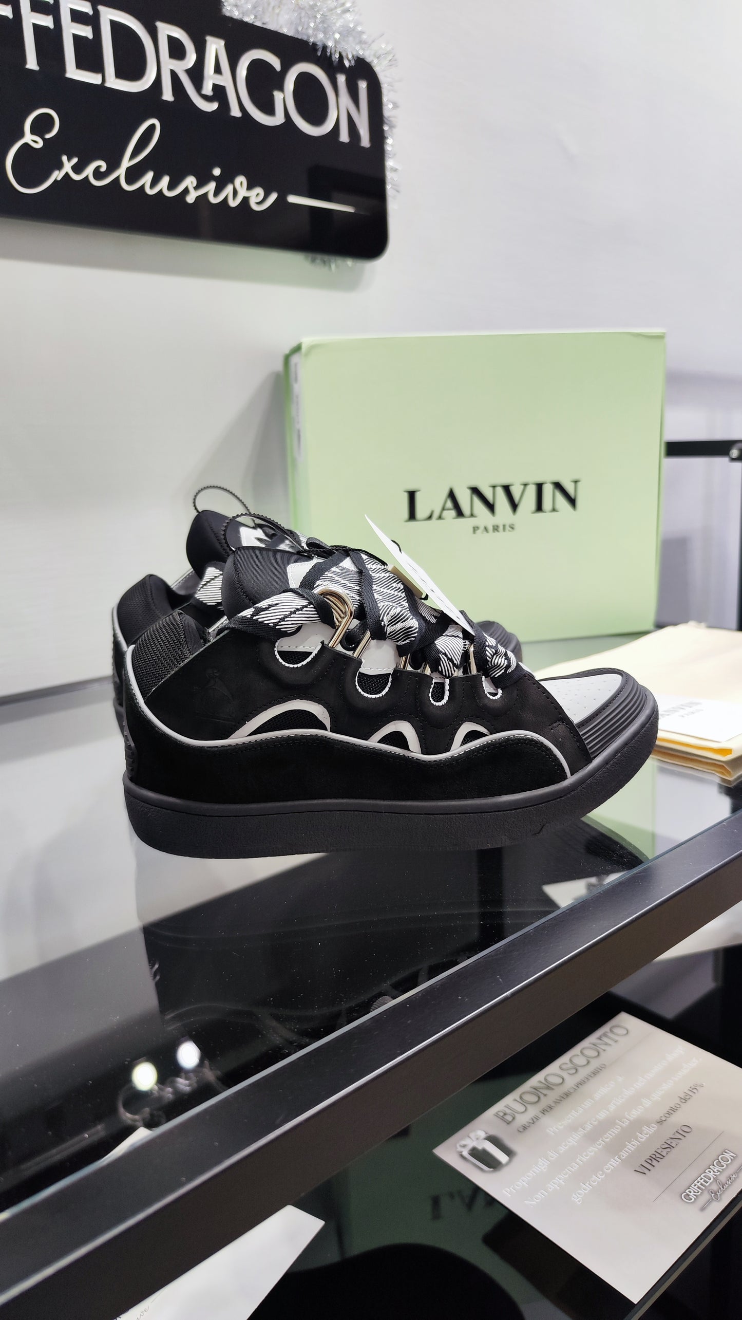 LANVIN CURB SNEAKER BLACK GREY