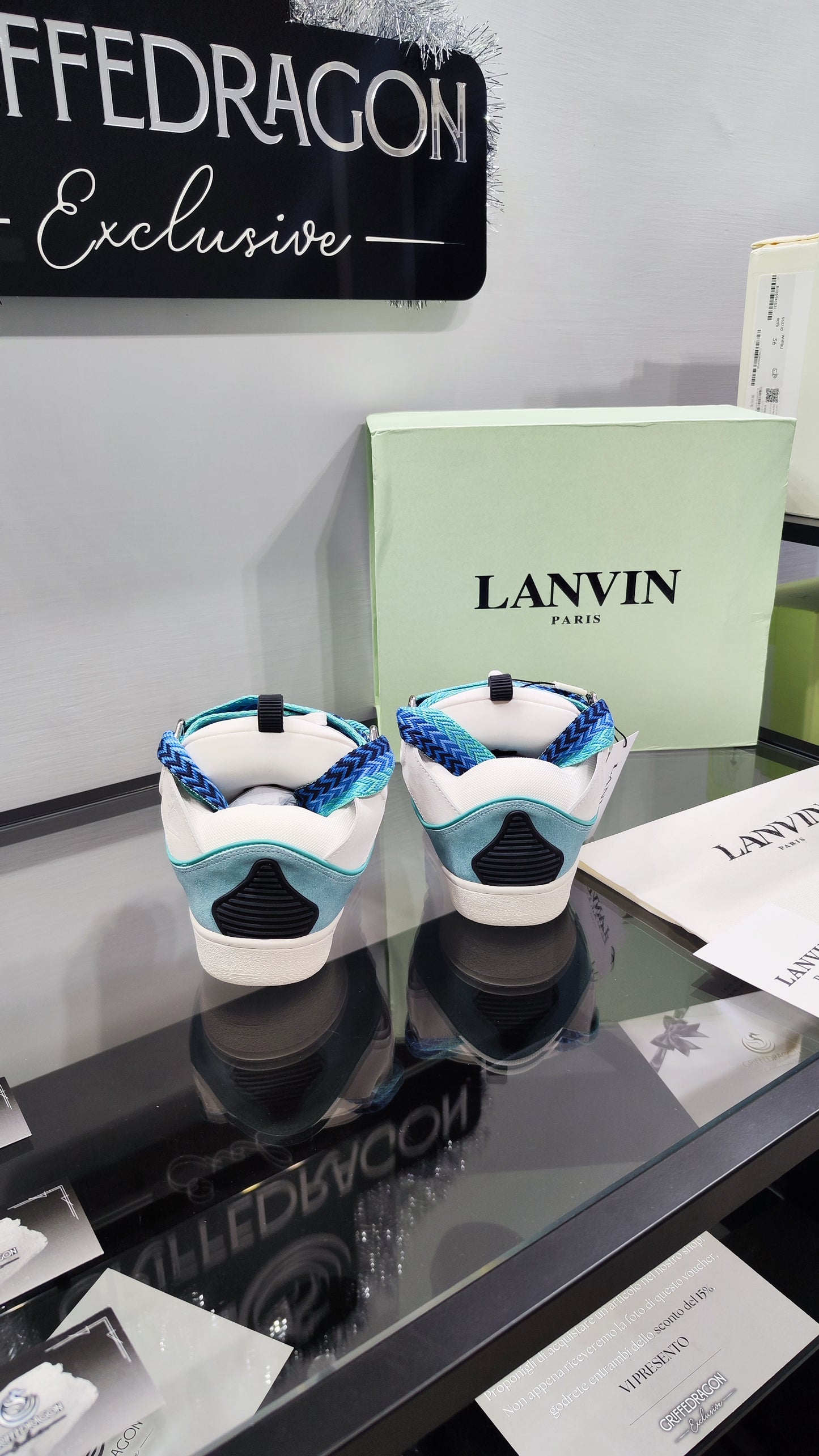 LANVIN CURB SNEAKER WHITE BLUE