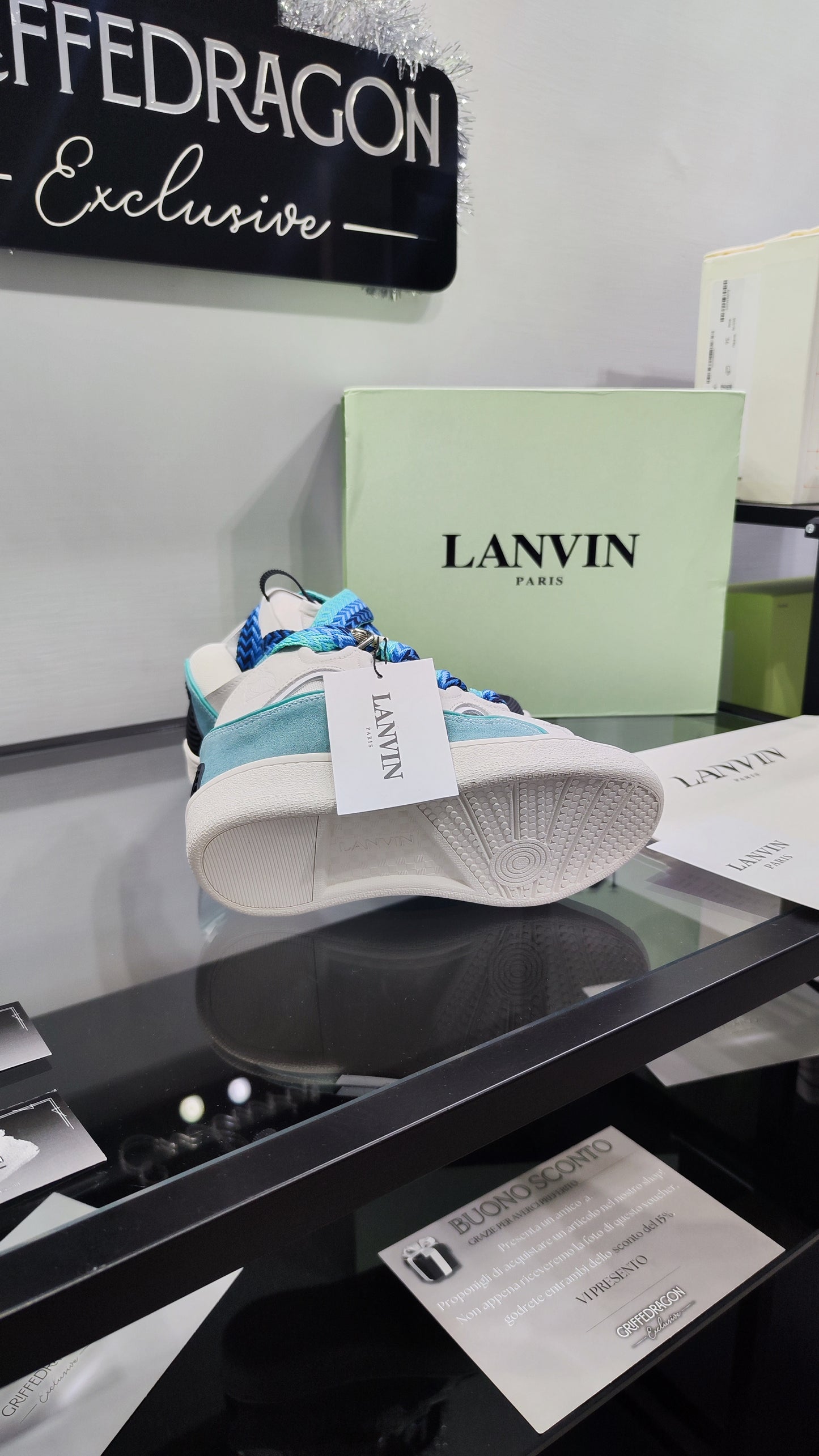 LANVIN CURB SNEAKER WHITE BLUE