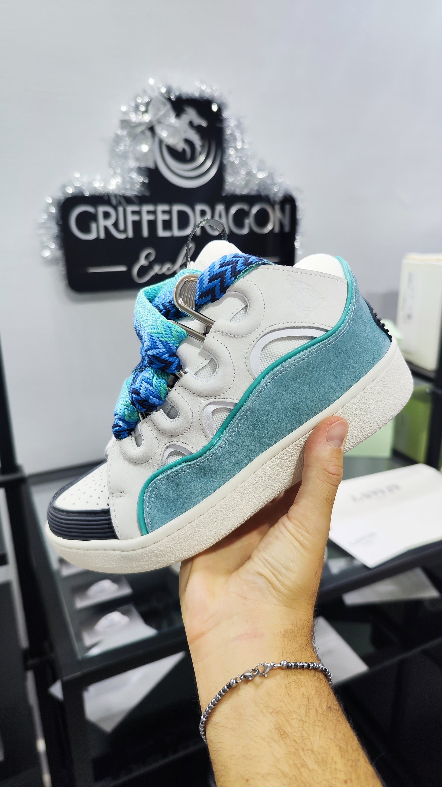 LANVIN CURB SNEAKER WHITE BLUE