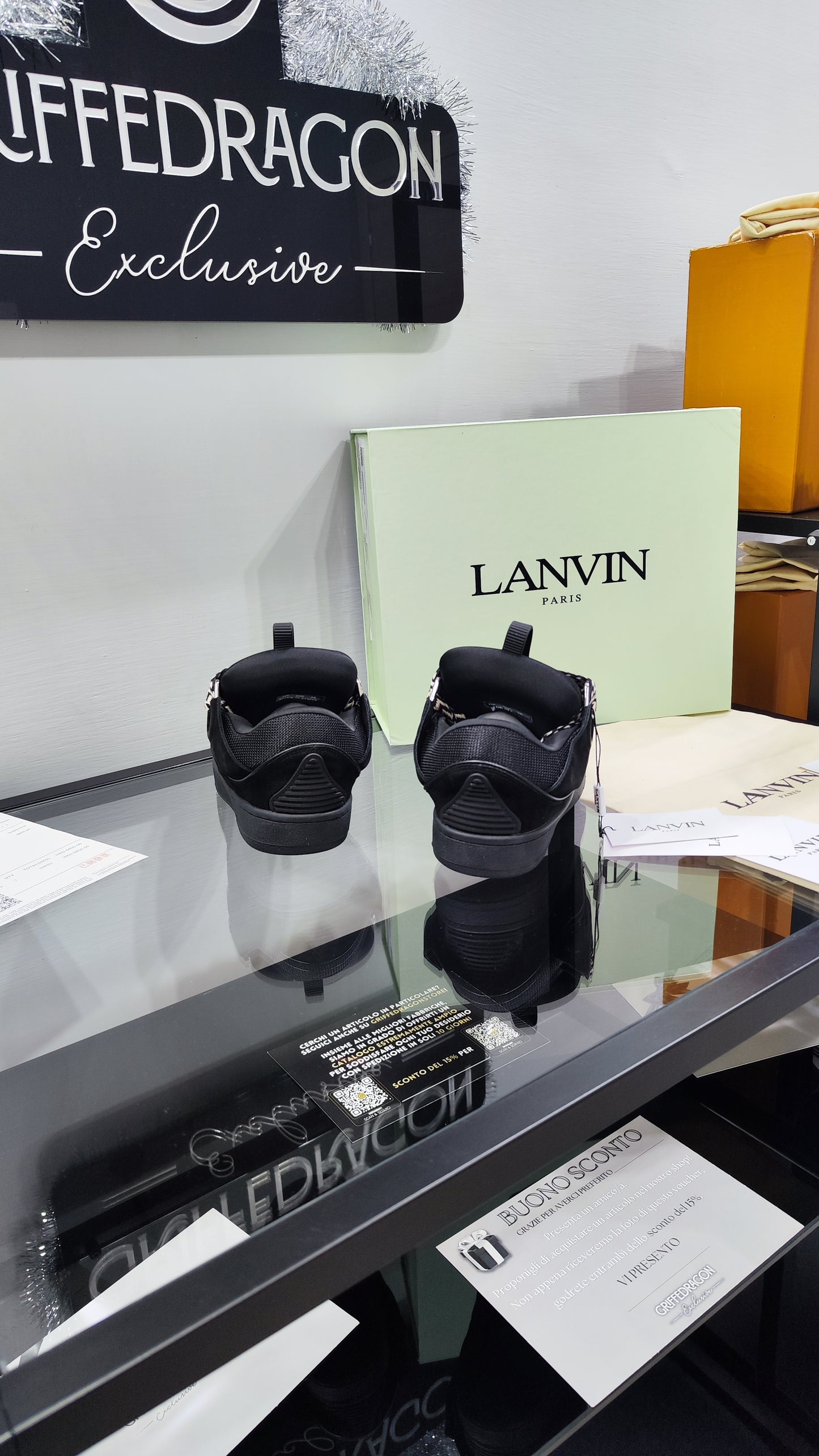 LANVIN CURB SNEAKER BLACK LACCIO BICOLORE