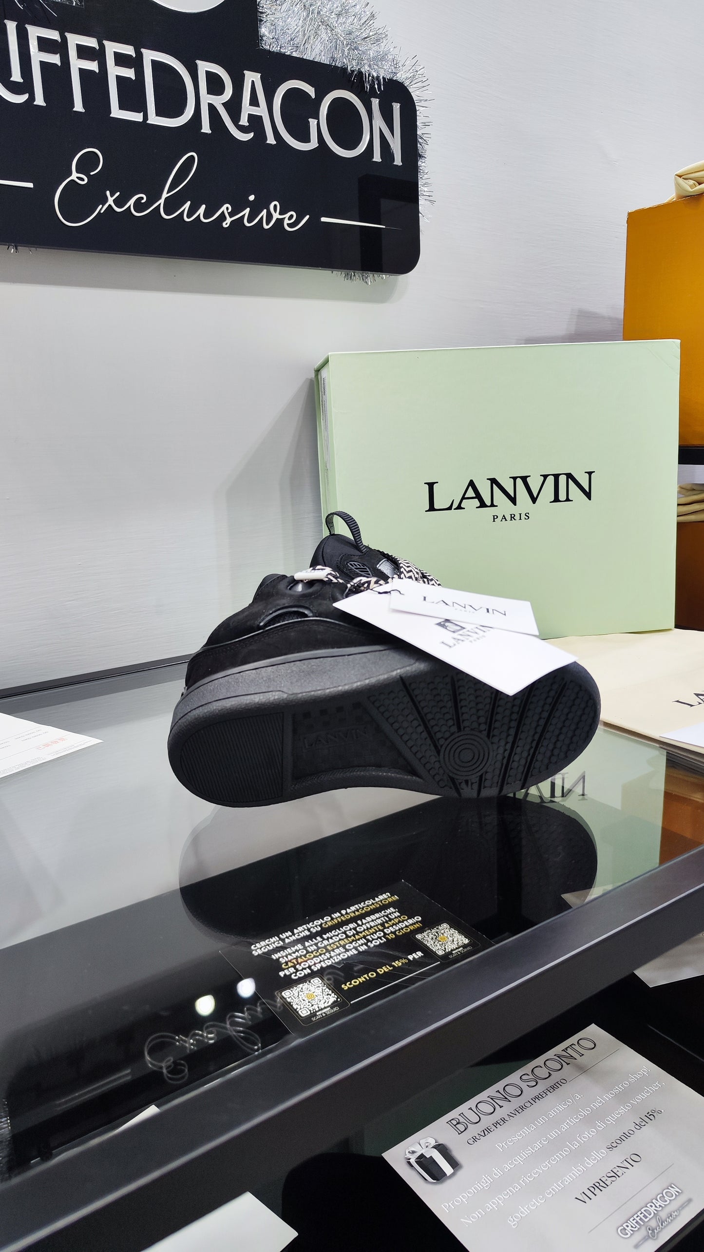 LANVIN CURB SNEAKER BLACK LACCIO BICOLORE