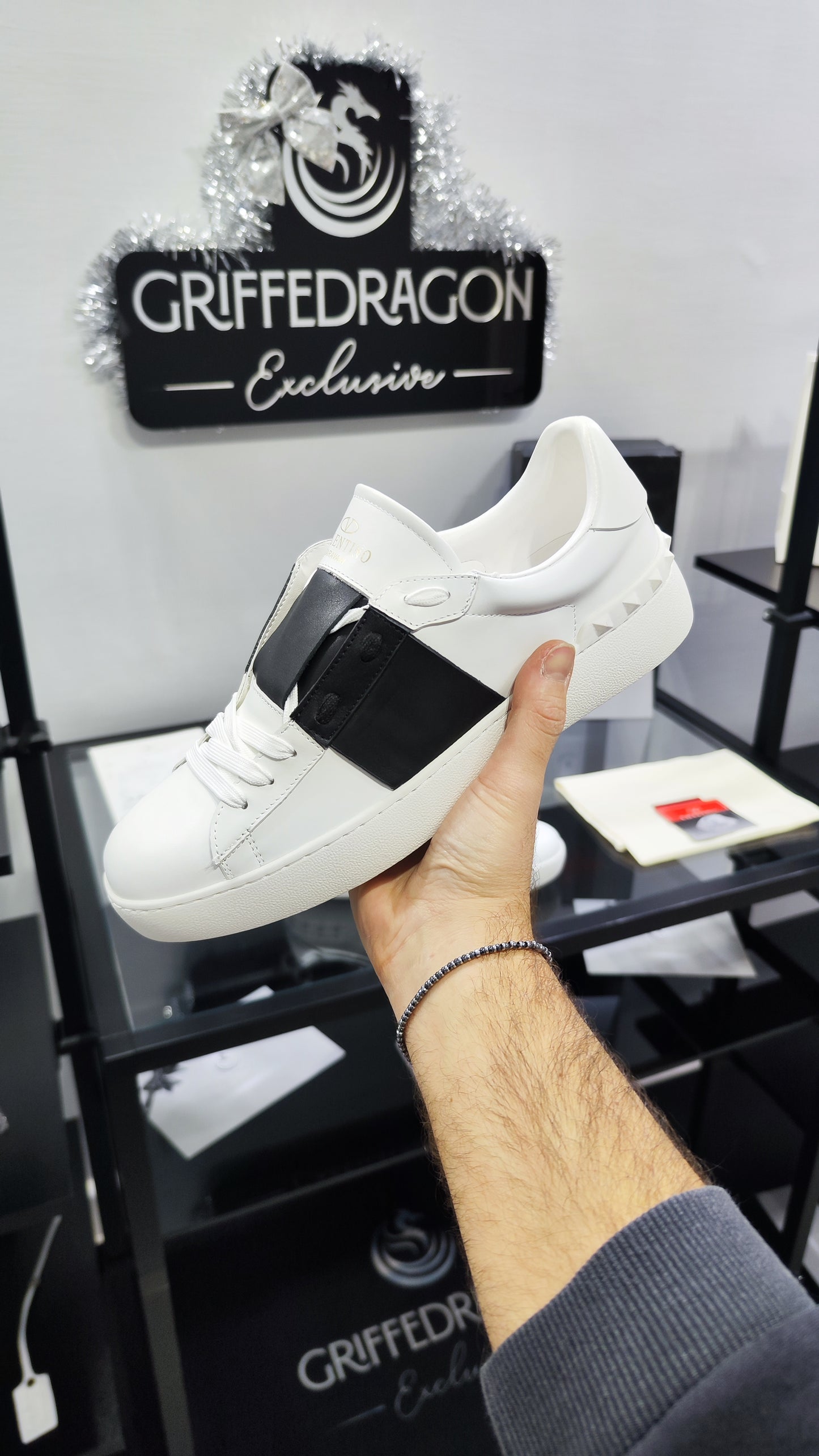 Valentino Sneaker "Open" Bianco fascia Nera