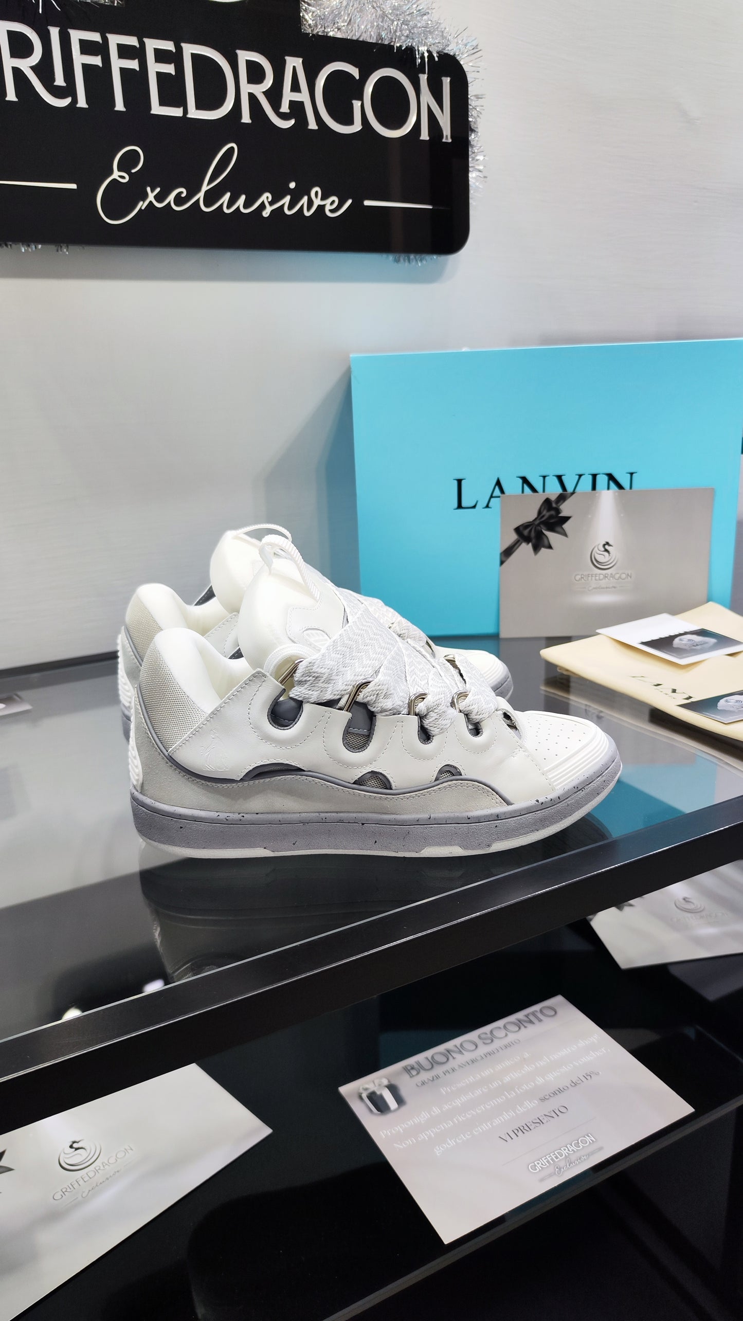 LANVIN CURB SNEAKER  WHITE GREY