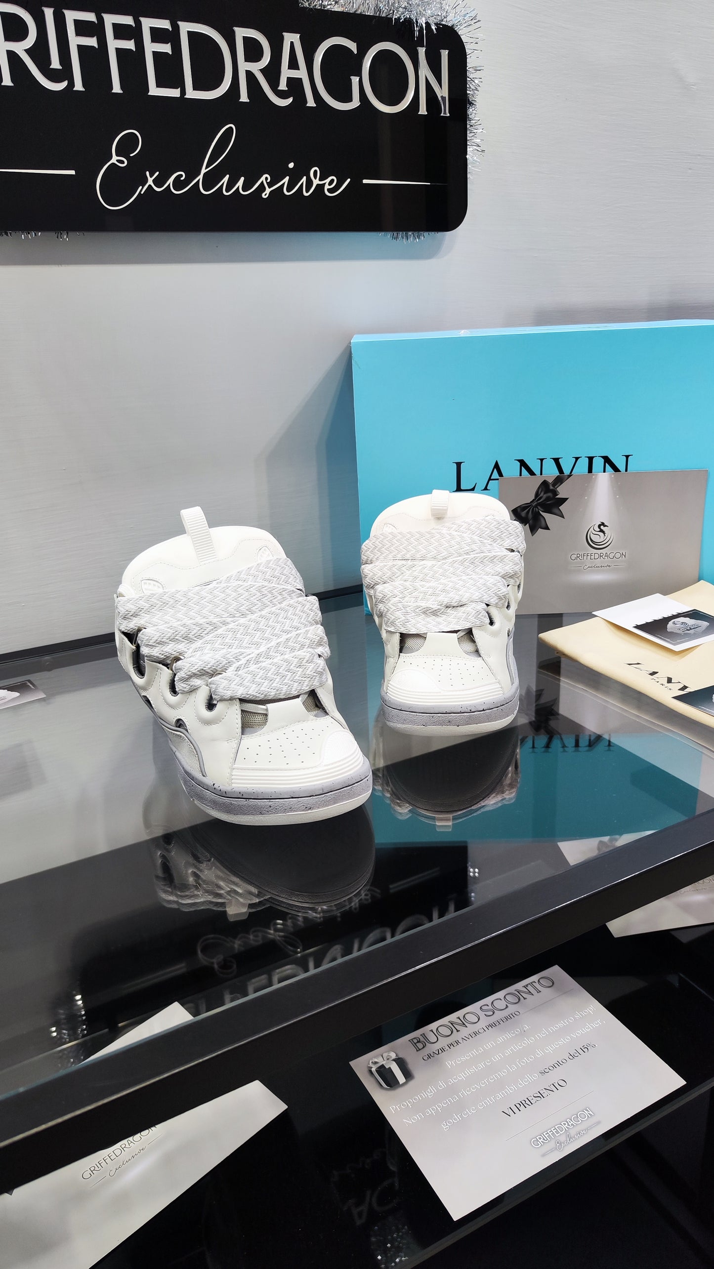 LANVIN CURB SNEAKER  WHITE GREY