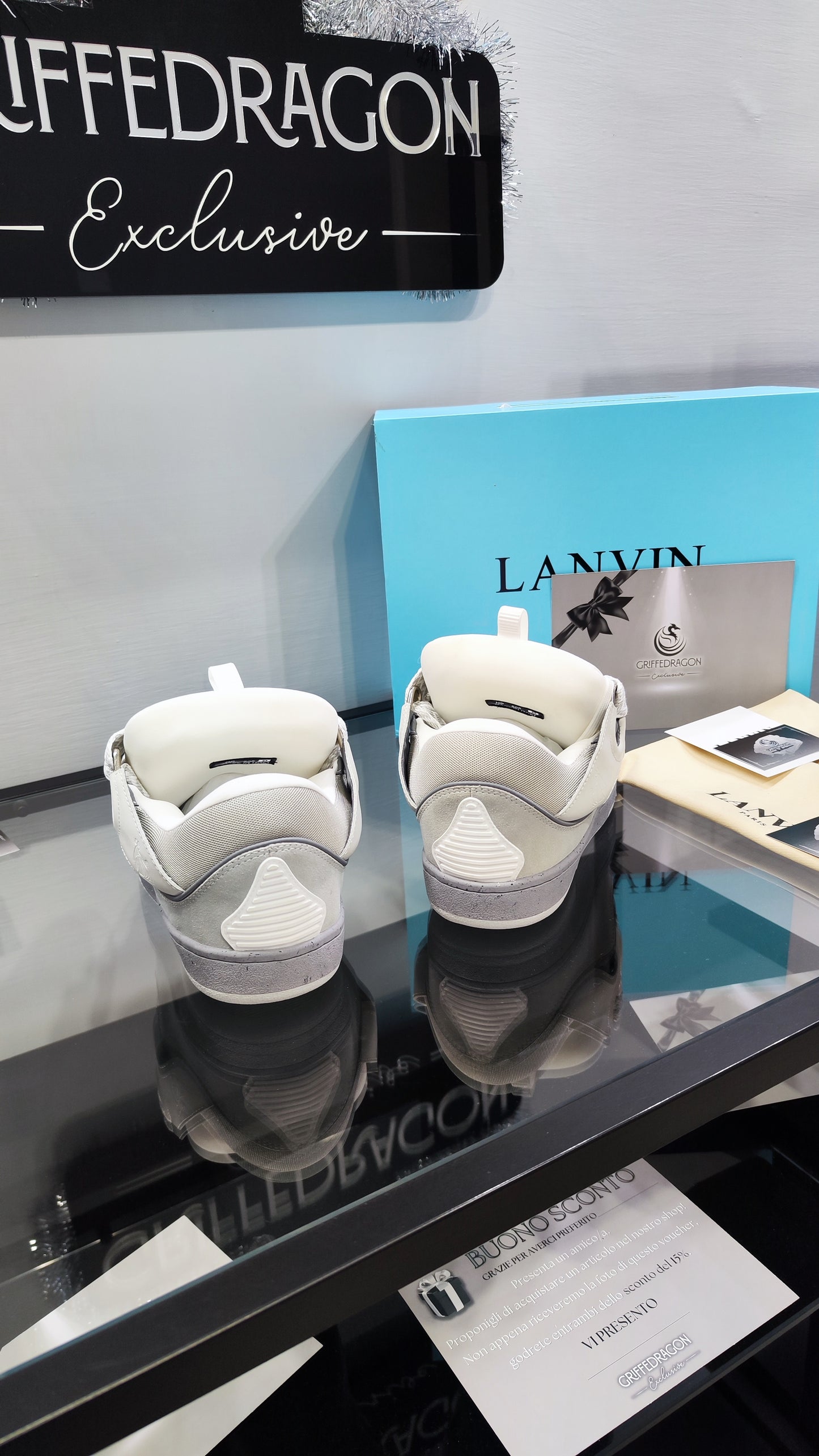 LANVIN CURB SNEAKER  WHITE GREY