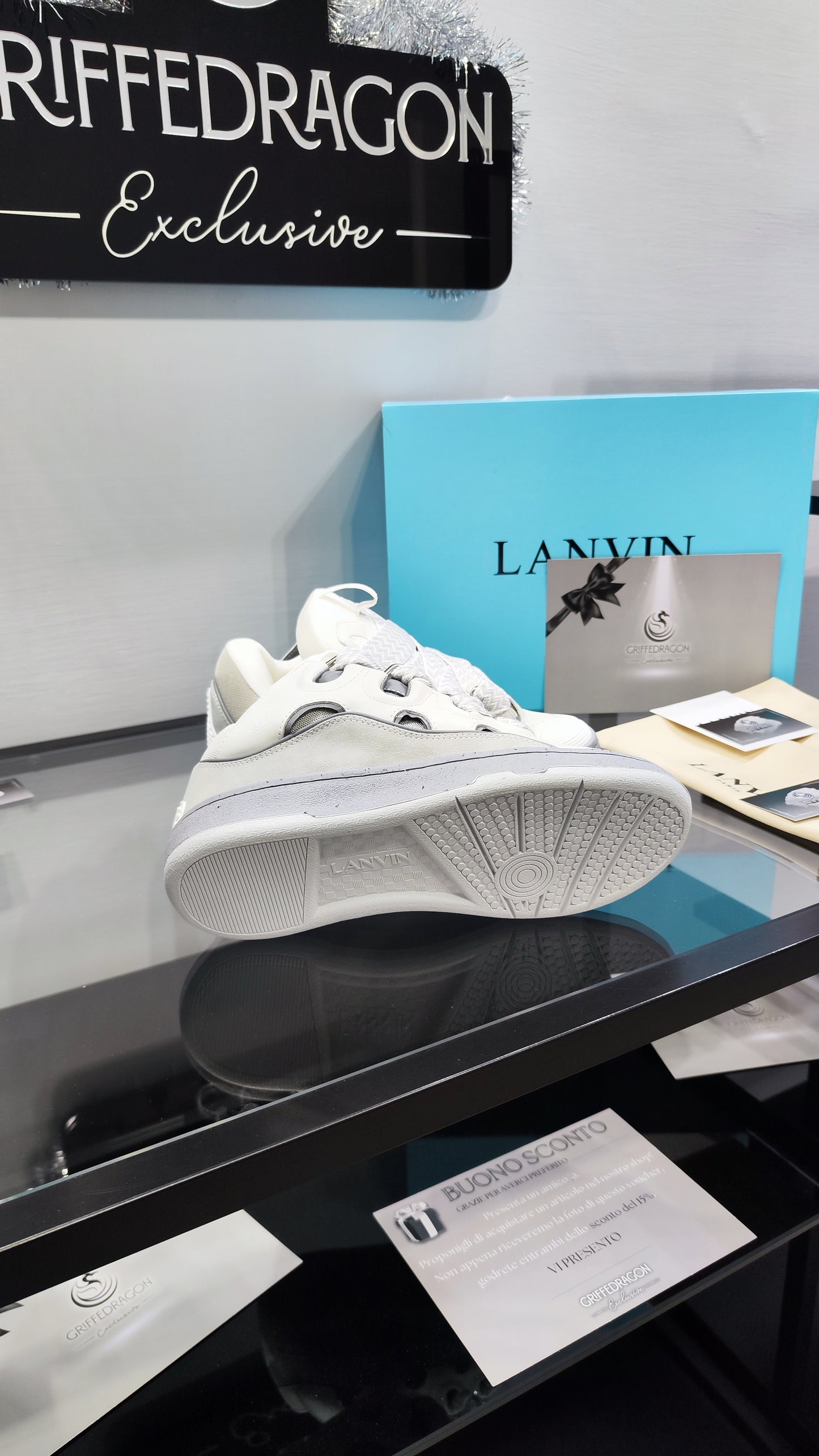 LANVIN CURB SNEAKER  WHITE GREY