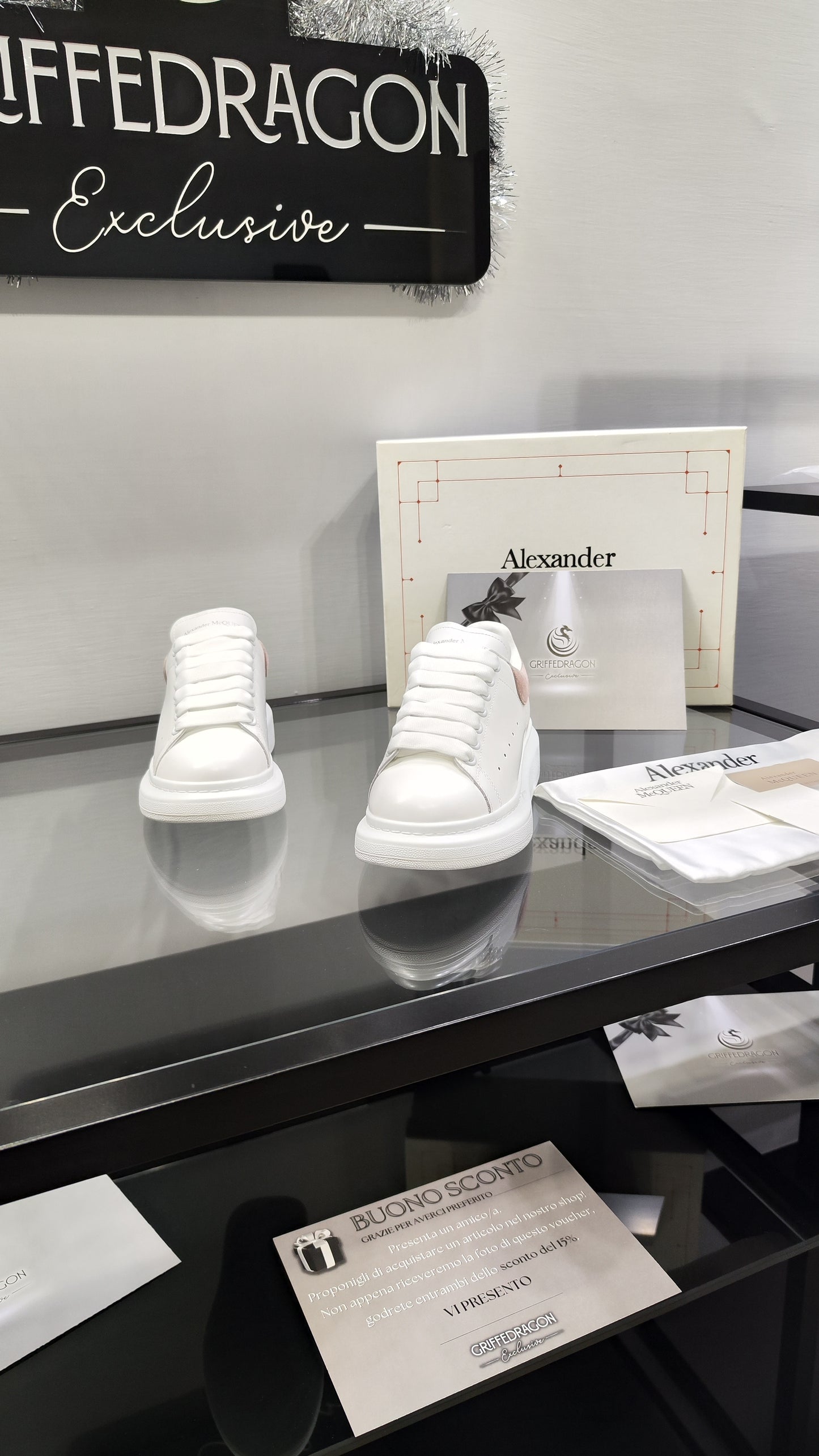 ALEXANDER MCQUEEN SNEAKER WHITE TALLONE ROSA CIPRIA (VELLUTO