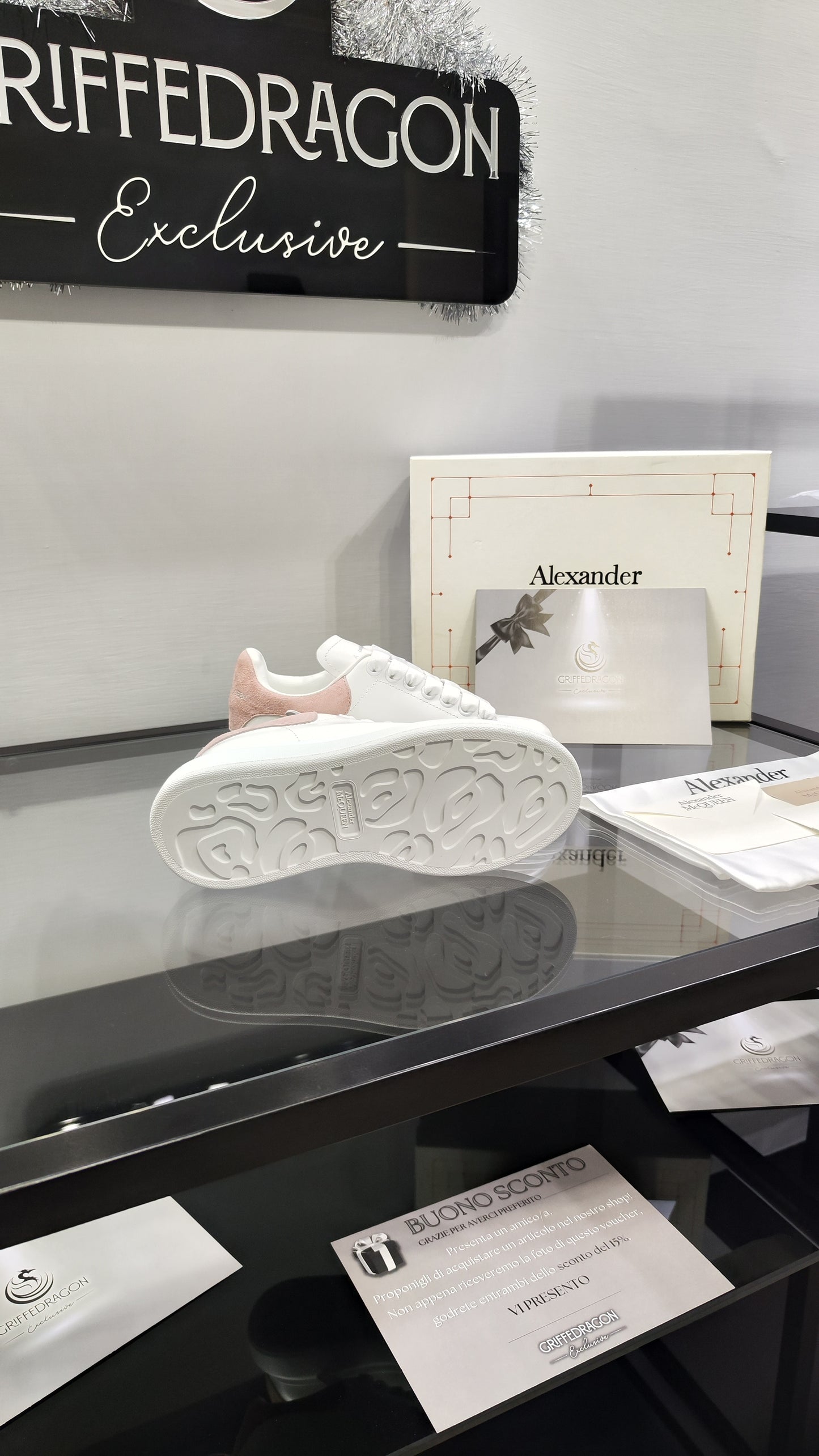 ALEXANDER MCQUEEN SNEAKER WHITE TALLONE ROSA CIPRIA (VELLUTO